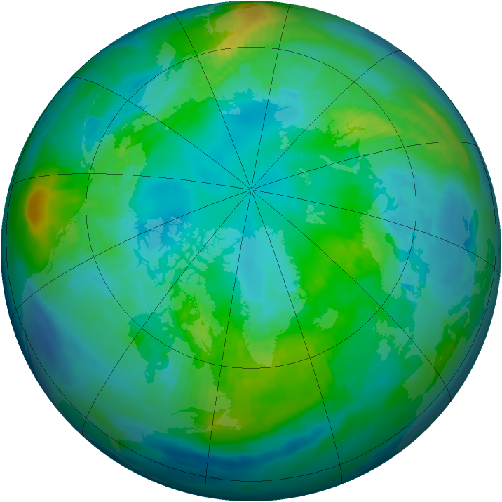 Arctic ozone map for 24 October 1982
